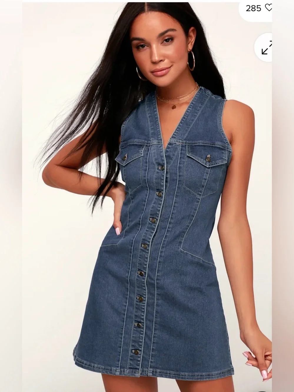Free People Wandering Star Blue Denim Mini Dress